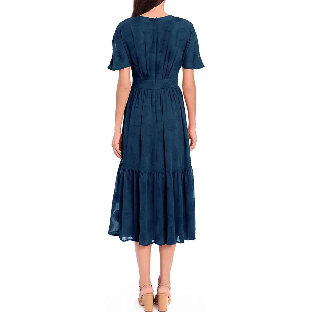 Maggy London nwt blue flutter sleeve midi dress - Picture 3 of 11